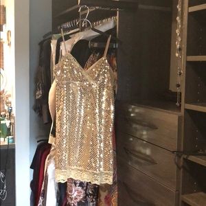 Sequined mini slip dress or tunic top